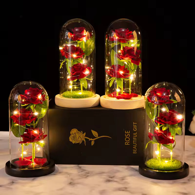 LED galaxie trois roses fleurs artificielles