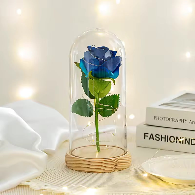 Rose éternelle en forme de dôme en acrylique
